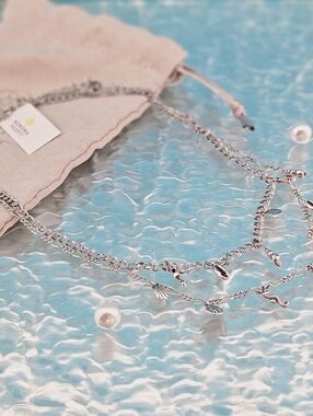 Kendra Scott Alexa Vintage Silver Multi Strand Necklace Boho Beach Vacation Gift